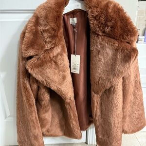 Luxurious Faux Fur Coat in Rich Brown